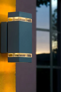 Moderne Außenleuchten|Außenwandleuchten*Eco-Light Moderne Wandlampe Up Down Anthrazit IP44 GU10 B:11 cm