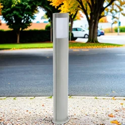 Metall Lampen|Wegeleuchten*SU-MA Moderne Wegeleuchte außen IP54 oval in Silber E27