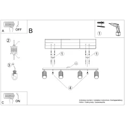 Sollux Moderner Deckenstrahler 4-flammig GU10 B: 81 cm in Creme< Flurlampen|Wohnzimmerlampen