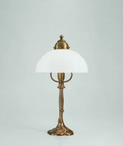 Wohnzimmerlampen|Metall Lampen*Berliner Messingleuchten Nachttischlampe Echt-Messing Glas E27 44 cm Jugendstil