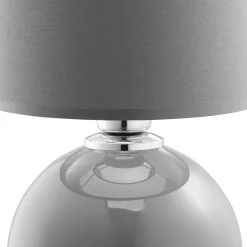 Glaslampen|Stofflampen*TK Lighting Nachttischlampe Glas Stoff Grau Graphit E27 36 cm