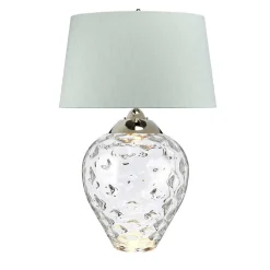 Wohnzimmerlampen|Glaslampen*Elstead Nachttischlampe Glas Stoff 78,7 cm beleuchteter Sockel