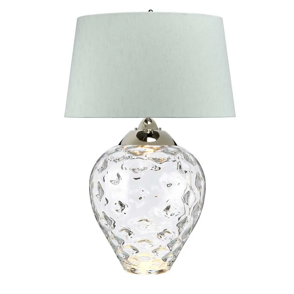 Wohnzimmerlampen|Glaslampen*Elstead Nachttischlampe Glas Stoff 78,7 cm beleuchteter Sockel