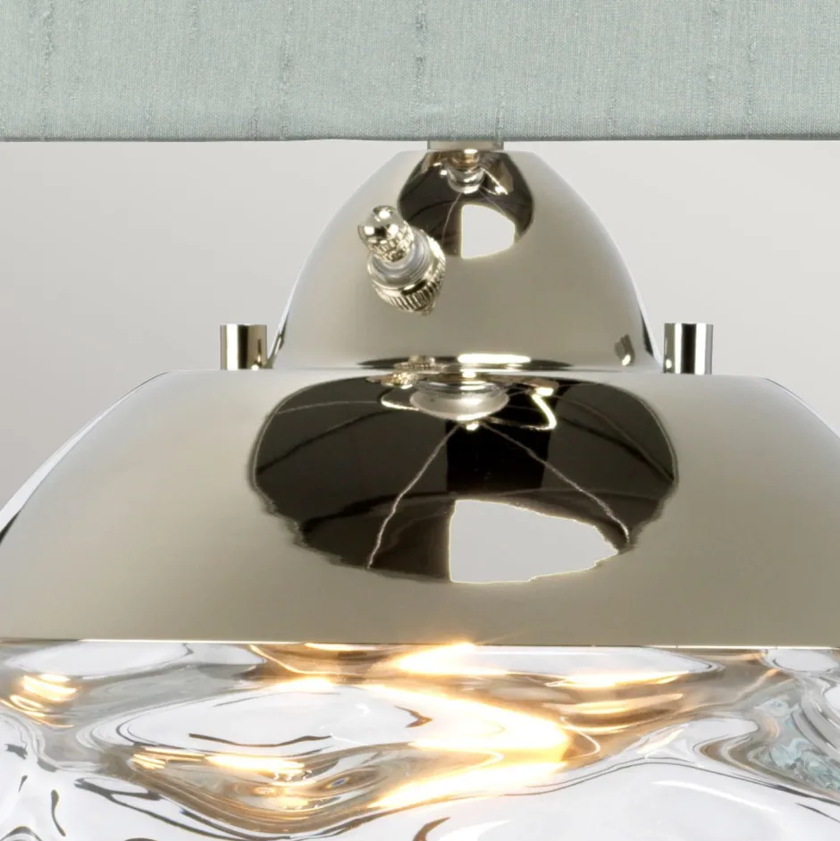 Wohnzimmerlampen|Glaslampen*Elstead Nachttischlampe Glas Stoff 78,7 cm beleuchteter Sockel