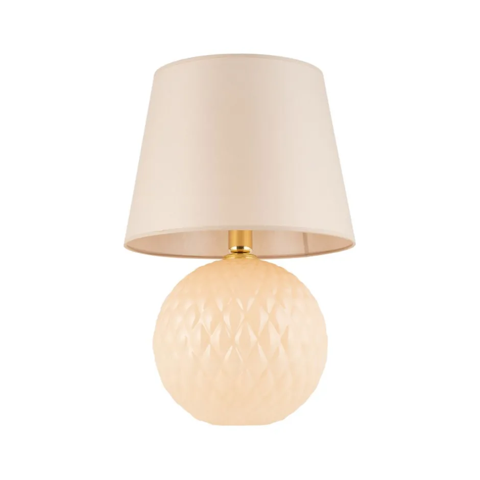 TK Lighting Nachttischlampe Glas Stoff 60 cm Klassisch E27 Ecru Beige< Tischlampen|Schlafzimmer Lampen