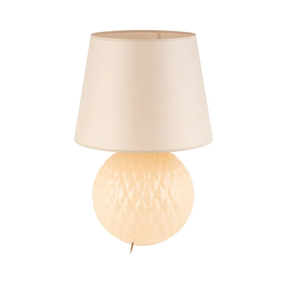 TK Lighting Nachttischlampe Glas Stoff 60 cm Klassisch E27 Ecru Beige< Tischlampen|Schlafzimmer Lampen