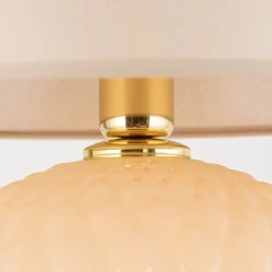 TK Lighting Nachttischlampe Glas Stoff 60 cm Klassisch E27 Ecru Beige< Tischlampen|Schlafzimmer Lampen