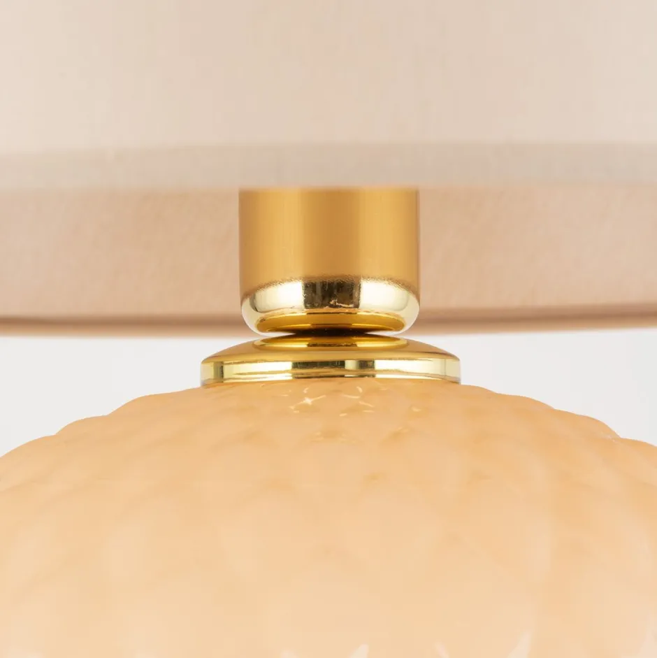 TK Lighting Nachttischlampe Glas Stoff 60 cm Klassisch E27 Ecru Beige< Tischlampen|Schlafzimmer Lampen