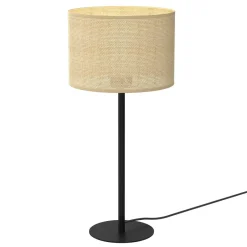 Luminex Nachttischlampe Jute Metall E27 H:56 cm Schwarz Natur< Tischlampen|Schlafzimmer Lampen