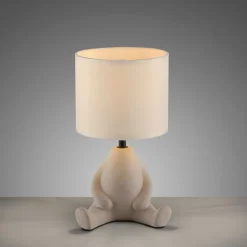 Just Light NachtTischlampe Keramik Stoff sitzendes Männchen 32 cm< Wohnzimmerlampen|Stofflampen