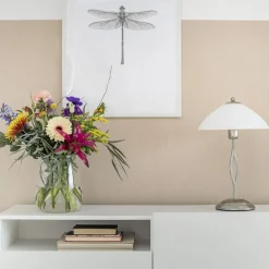 Steinhauer Nachttischlampe Metall Glas in Stahl Weiß E27 45 cm< Tischlampen|Schlafzimmer Lampen