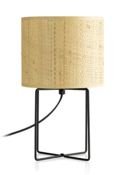 Tischlampen|Schlafzimmer Lampen*Luminex Nachttischlampe Metall Rattan E27 31 cm dekorativ