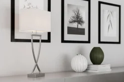 Wohnzimmerlampen|Schlafzimmer Lampen*By Rydéns Nachttischlampe Metall Stoff 52 cm Chrom Weiß E27