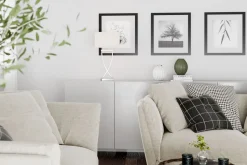 Wohnzimmerlampen|Schlafzimmer Lampen*By Rydéns Nachttischlampe Metall Stoff 52 cm Chrom Weiß E27