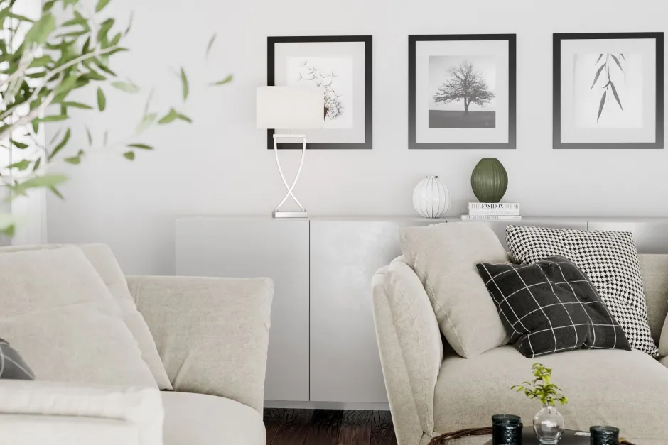 Wohnzimmerlampen|Schlafzimmer Lampen*By Rydéns Nachttischlampe Metall Stoff 52 cm Chrom Weiß E27