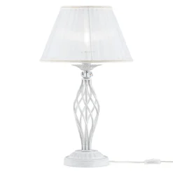 Tischlampen|Schlafzimmer Lampen*Maytoni Nachttischlampe Metall Stoff E14 56 cm rund Klassisch