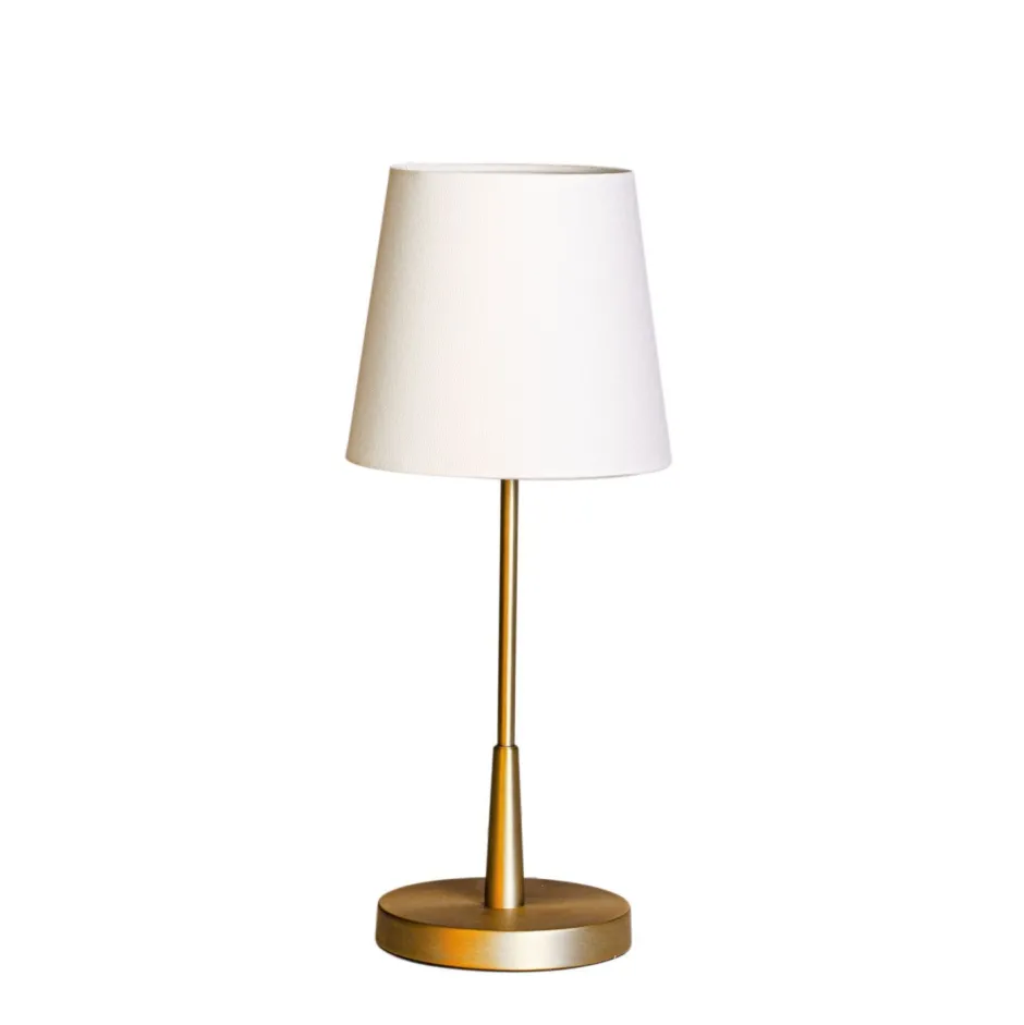 By Rydéns Nachttischlampe Metall Stoff 48,5 cm hoch E27 Gold Weiß< Wohnzimmerlampen|Schlafzimmer Lampen