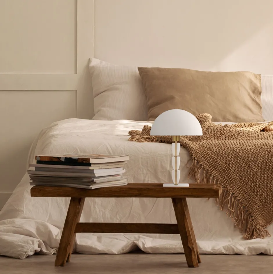 Tischlampen|Schlafzimmer Lampen*Maytoni Nachttischlampe Metall Stoff E27 47 cm hoch rund ROSA