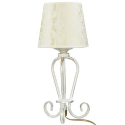 Jupiter Nachttischlampe Shabby Gold Weiß Stoff Schirm 45cm< Nachttischlampen|Stofflampen
