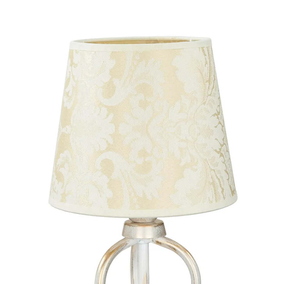 Jupiter Nachttischlampe Shabby Gold Weiß Stoff Schirm 45cm< Nachttischlampen|Stofflampen