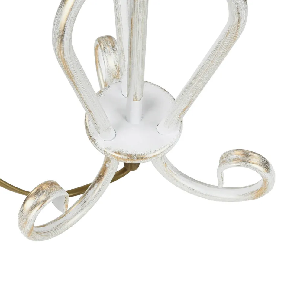 Jupiter Nachttischlampe Shabby Gold Weiß Stoff Schirm 45cm< Nachttischlampen|Stofflampen