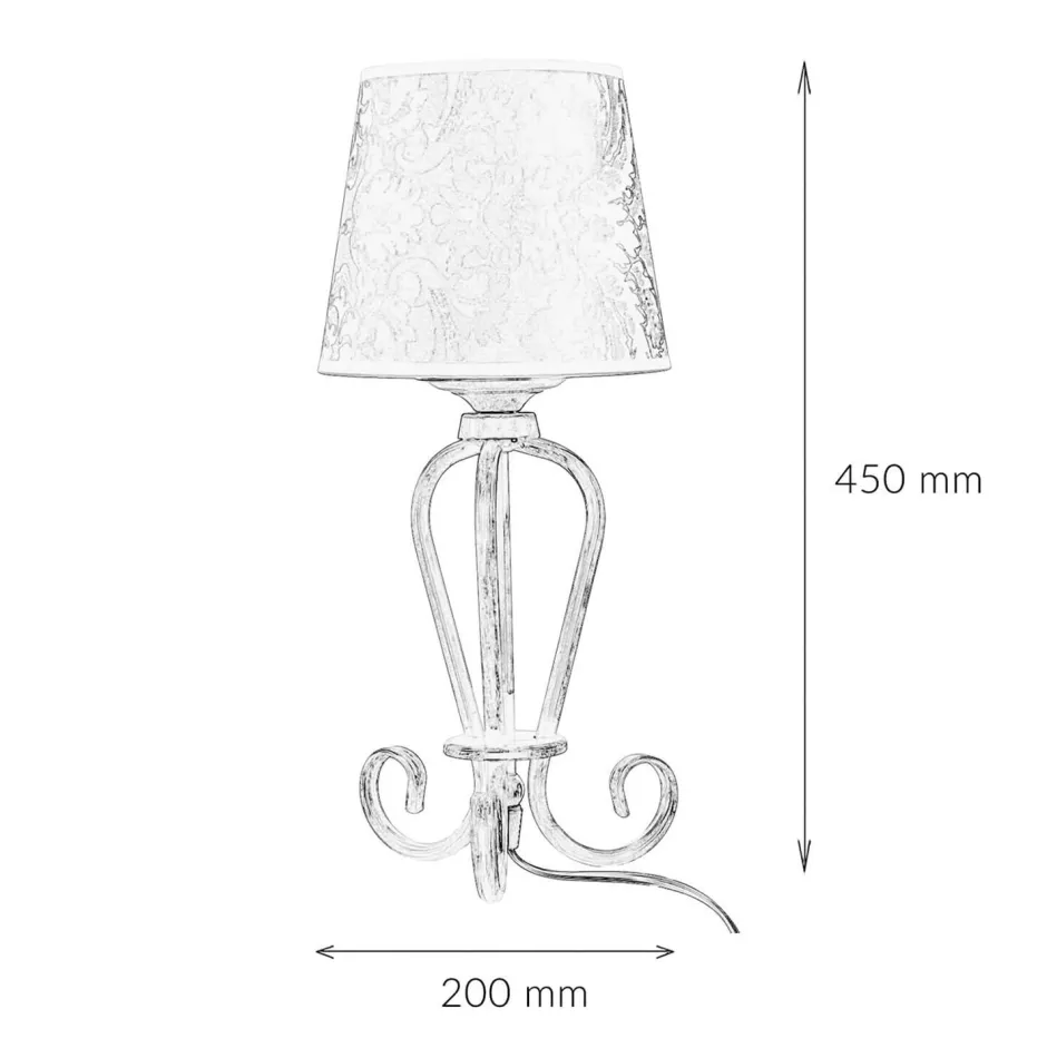 Jupiter Nachttischlampe Shabby Gold Weiß Stoff Schirm 45cm< Nachttischlampen|Stofflampen