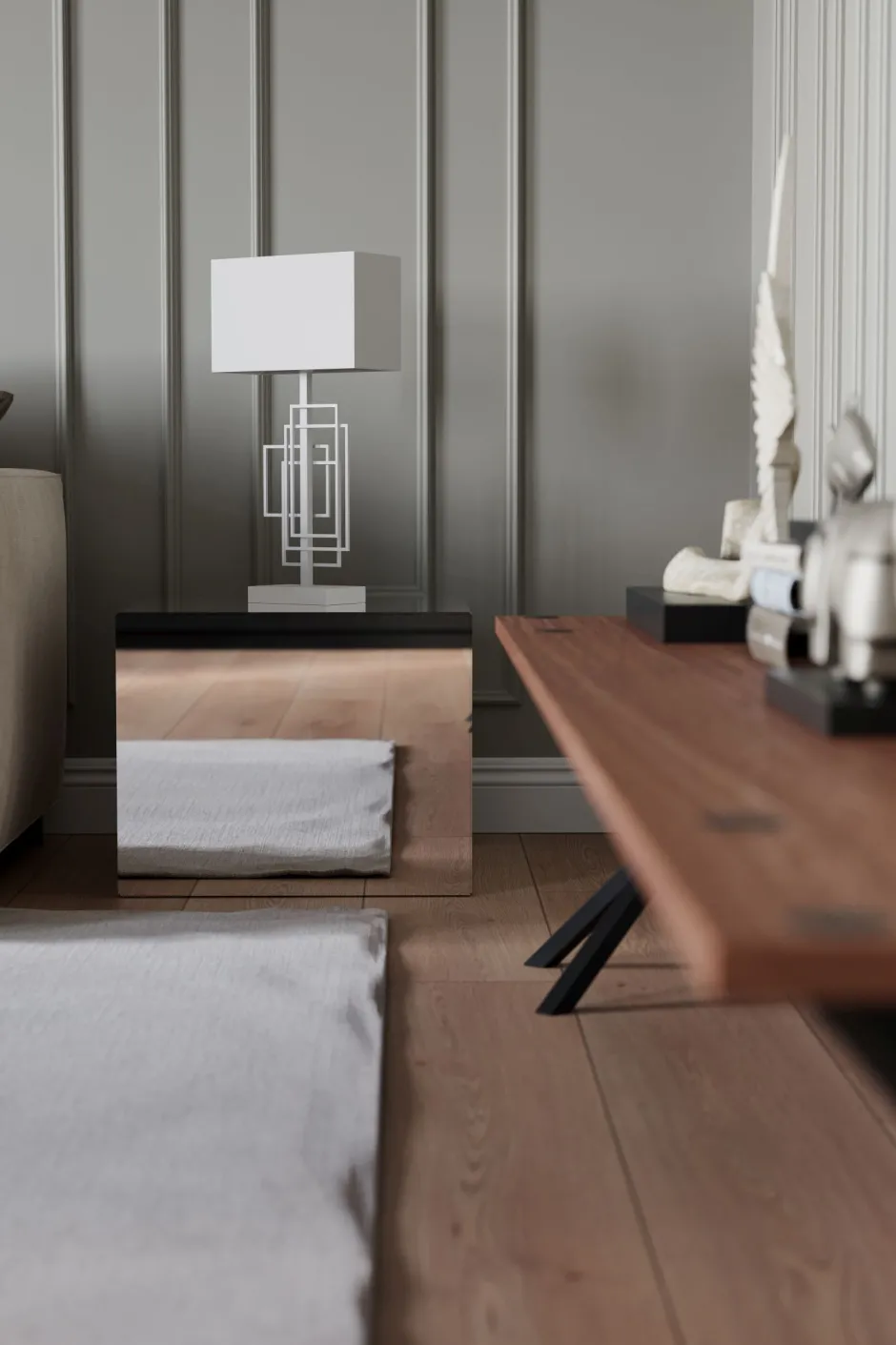 By Rydéns Nachttischlampe Stoff Metall E27 69 cm hoch Weiß Modern< Wohnzimmerlampen|Schlafzimmer Lampen