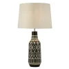 Schlafzimmer Lampen|Stofflampen*Searchlight Nachttischleuchte E27 69 cm Schwarz Weiß Keramik Stoff