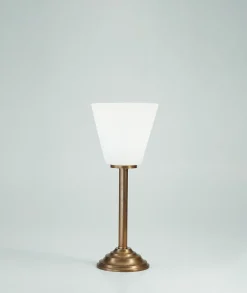 Berliner Messingleuchten Nachttischleuchte Echt-Messing Glas E27 37 cm gemütlich< Wohnzimmerlampen|Metall Lampen