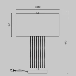 Maytoni Nachttischleuchte Edelstahl Stoff 47 cm in Gold Weiß< Tischlampen|Schlafzimmer Lampen