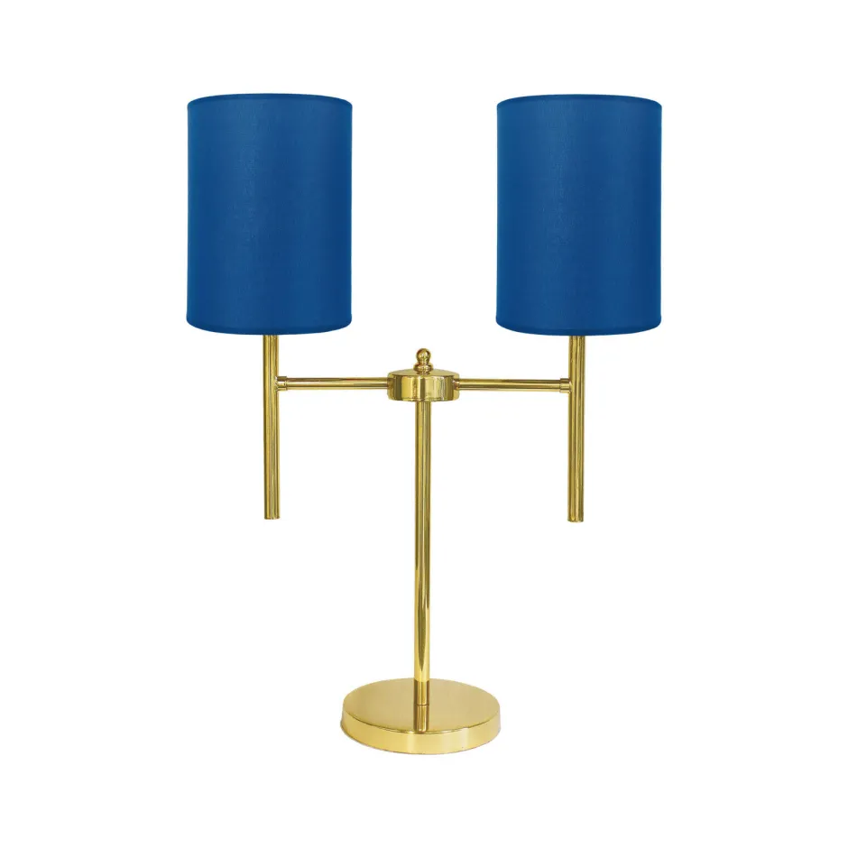 Tischlampen|Schlafzimmer Lampen*Giovanni Battista Nachttischleuchte 2-flammig E27 61,5 cm Stoff Messing