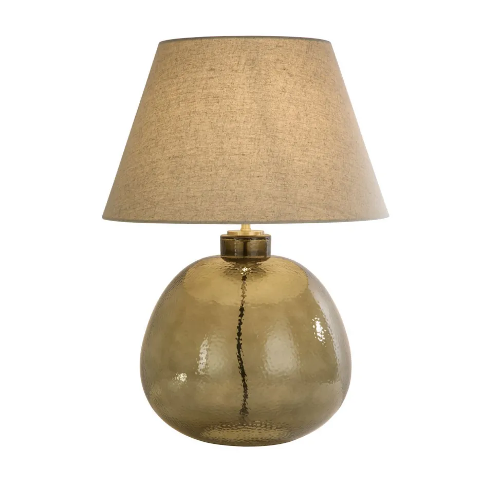 Searchlight Nachttischleuchte Glassockel Stoffschirm E27 56,5 cm< Wohnzimmerlampen|Glaslampen