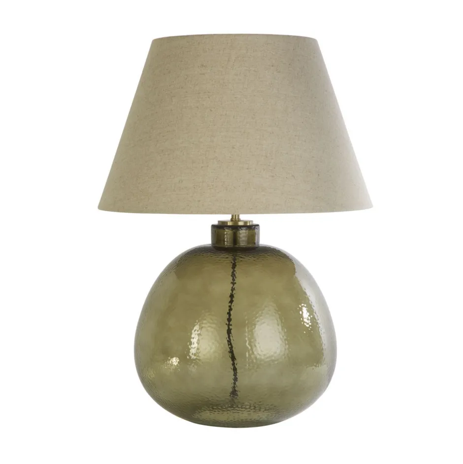 Searchlight Nachttischleuchte Glassockel Stoffschirm E27 56,5 cm< Wohnzimmerlampen|Glaslampen