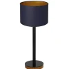 Luminex Nachttischleuchte Holz Stoff in Blau Gold E27 56 cm< Tischlampen|Schlafzimmer Lampen