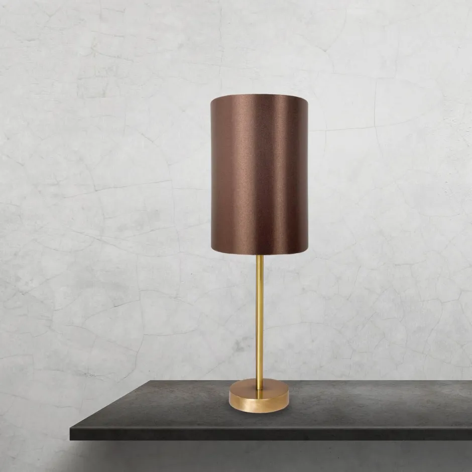 Tischlampen|Schlafzimmer Lampen*Giovanni Battista Nachttischleuchte in Bronze Braun E27 48,5 cm Messing Stoff