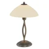 Tischlampen|Schlafzimmer Lampen*Steinhauer Nachttischleuchte Metall Glas in Bronze Creme E27 45 cm