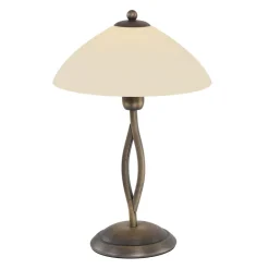 Tischlampen|Schlafzimmer Lampen*Steinhauer Nachttischleuchte Metall Glas in Bronze Creme E27 45 cm
