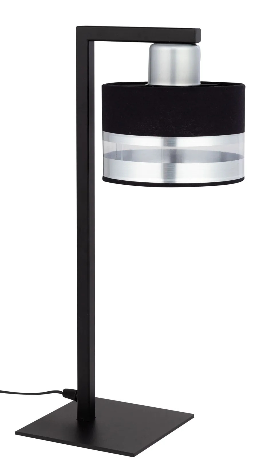 Tischlampen|Schlafzimmer Lampen*Sigma Nachttischleuchte Schwarz Silber Metall 45 cm E27 klein