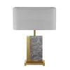 Invicta Interior Nachttischleuchte Stoff Marmor Stahl 65 cm in Gold Grau< Tischlampen|Schlafzimmer Lampen