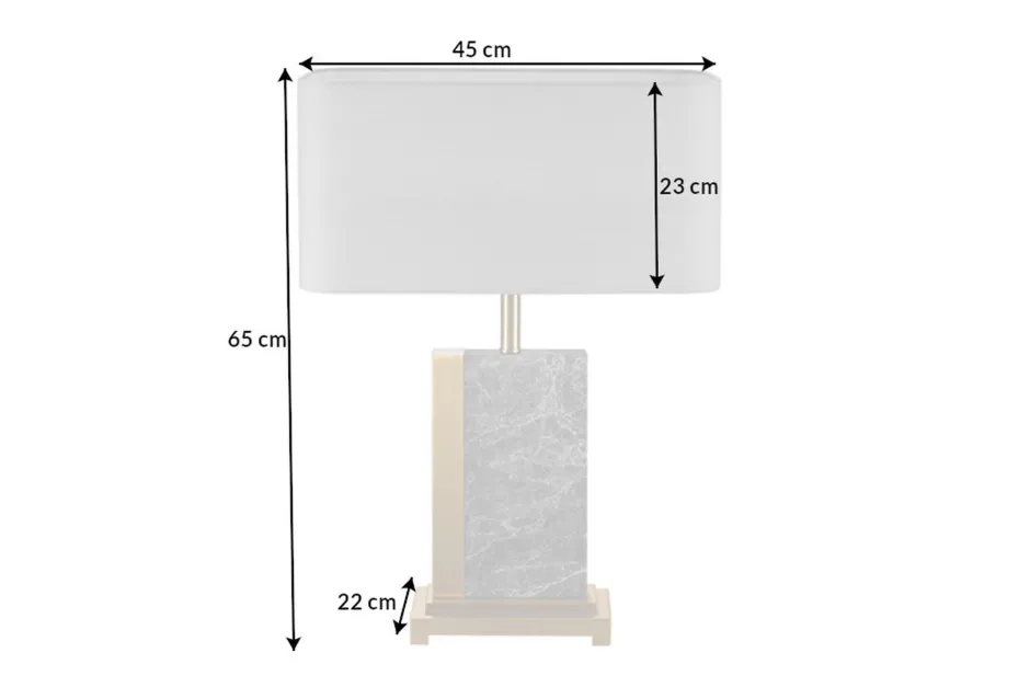 Invicta Interior Nachttischleuchte Stoff Marmor Stahl 65 cm in Gold Grau< Tischlampen|Schlafzimmer Lampen