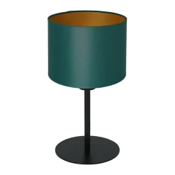 Tischlampen|Schlafzimmer Lampen*Luminex Nachttischleuchte Stoff Metall H:34 cm E27 Petrol Gold