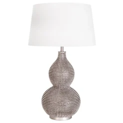 By Rydéns Nachttischleuchte Stoff Metall E27 56,5 cm in Silber Weiß< Wohnzimmerlampen|Schlafzimmer Lampen