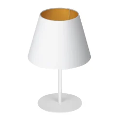 Luminex Nachttischleuchte Stoff Metall H:33 cm E27 in Weiß Gold< Tischlampen|Schlafzimmer Lampen