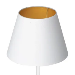 Luminex Nachttischleuchte Stoff Metall H:33 cm E27 in Weiß Gold< Tischlampen|Schlafzimmer Lampen