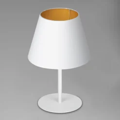 Luminex Nachttischleuchte Stoff Metall H:33 cm E27 in Weiß Gold< Tischlampen|Schlafzimmer Lampen