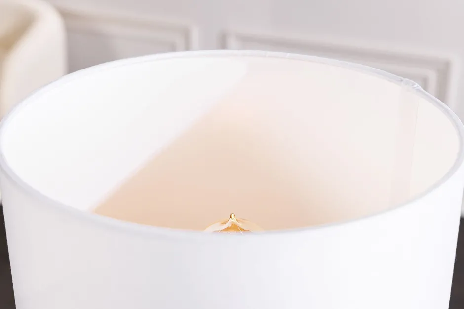 Invicta Interior Nachttischleuchte Weiß Natur Stoff Holz 45 cm gemütlich< Tischlampen|Schlafzimmer Lampen