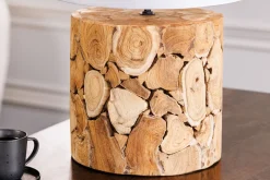 Invicta Interior Nachttischleuchte Weiß Natur Stoff Holz 45 cm gemütlich< Tischlampen|Schlafzimmer Lampen