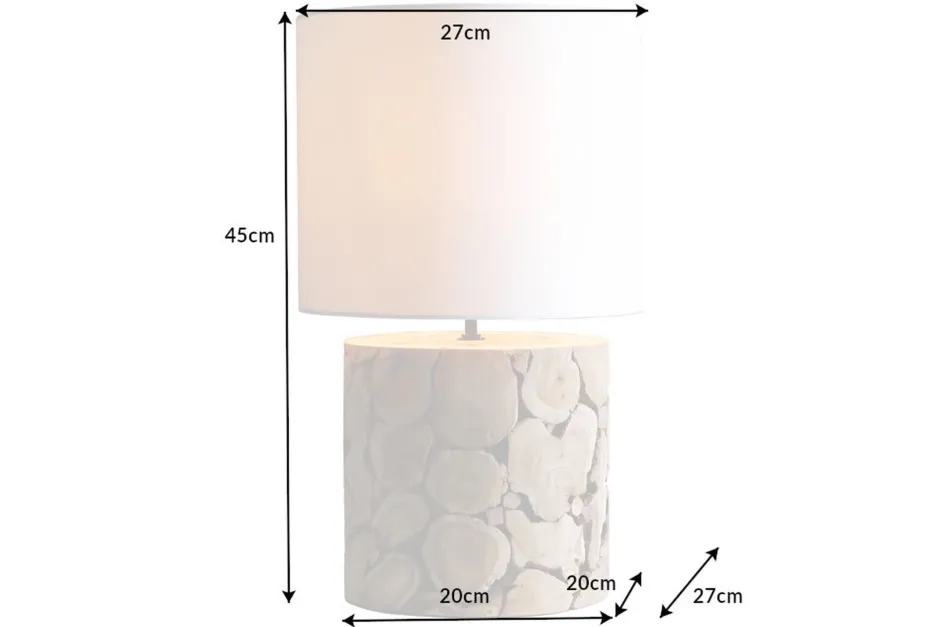 Invicta Interior Nachttischleuchte Weiß Natur Stoff Holz 45 cm gemütlich< Tischlampen|Schlafzimmer Lampen