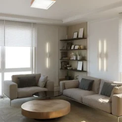 Wohnzimmerlampen|Glaslampen*Lamkur Natürliche Deckenlampe Eiche Glas L:31 cm E27 2-flmg