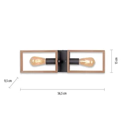 Just Light Natürliche Deckenlampe Retro Holz Metall L:57 cm E27< Flurlampen|Wohnzimmerlampen